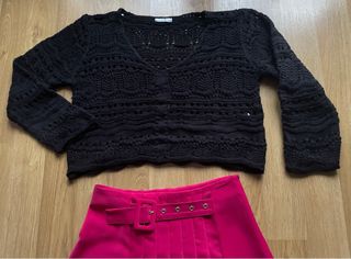 Jersey negro calado troquelado T. M/L