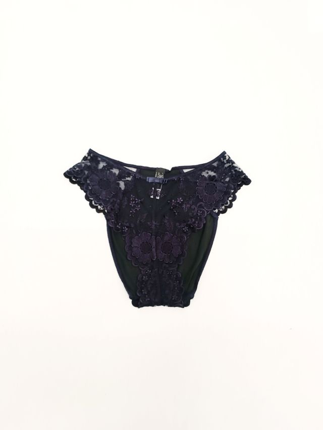 Slip con tulle ricamato La Perla blu scuro