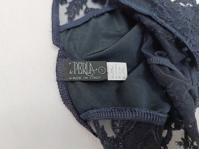 Slip con tulle ricamato La Perla blu scuro