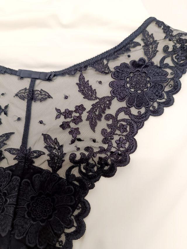 Slip con tulle ricamato La Perla blu scuro