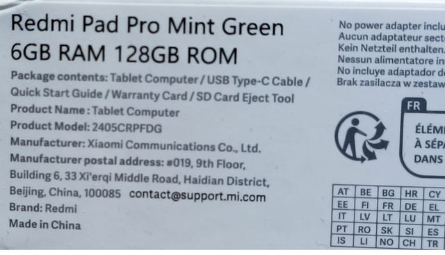 Xiaomi Redmi Pad Pro 6/128gb verde precintada
