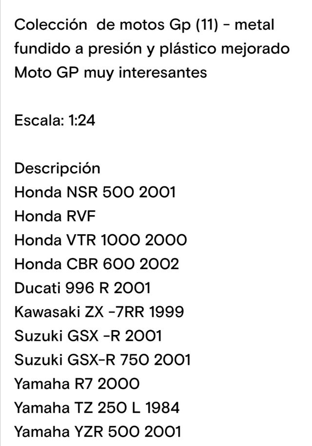 Colección de motos. Moto gp