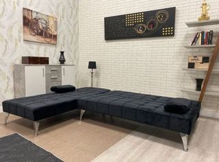 SUPER OFERTON SOFA CAMA TERCIOPELO NEGRO