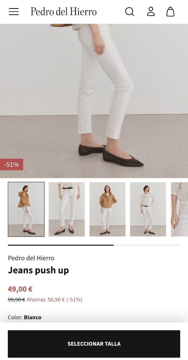 Jeans push up blancos PdH talla 38 NUEVO