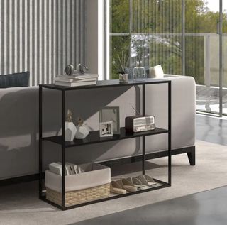 Consola metal negro estantería recibidor