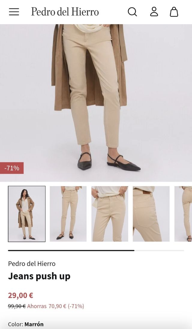 Jeans push up beige PdH talla 38 NUEVOS