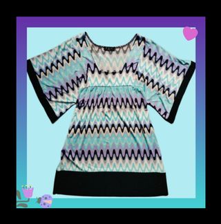 Vestido retro stampado psicodélico.manga murcielag