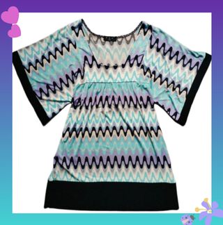 Vestido retro stampado psicodélico.manga murcielag