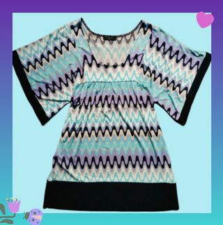 Vestido retro stampado psicodélico.manga murcielag