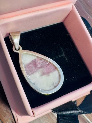 Colgante de plata 925 con piedra mineral Elbaita