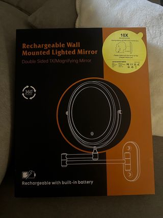 Espejo de tocador regulable con aumento y luz