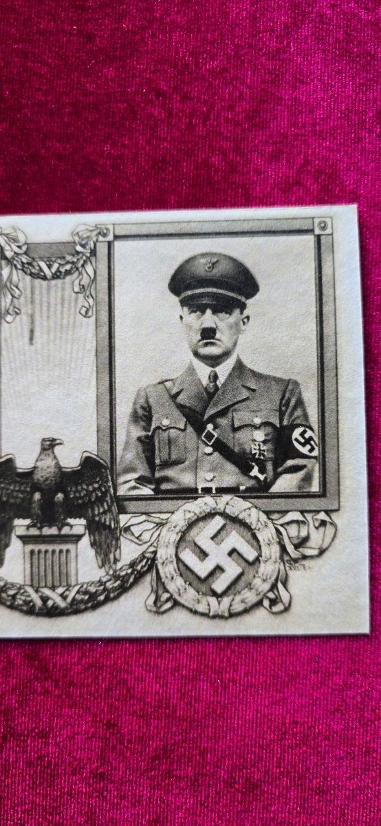 Antigua postal Hitler y Mussolini