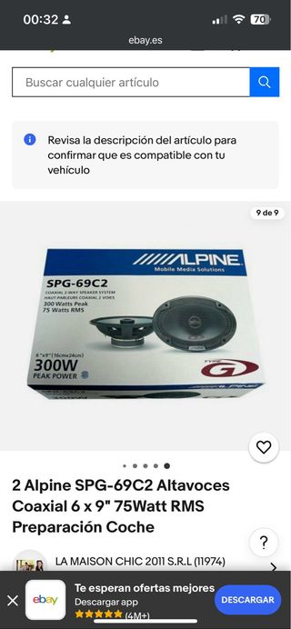 Altavoces de bandeja  Alpine SPG69C2