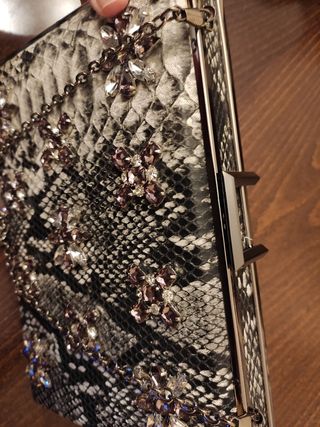 Clutch print animal serpiente beige-negr