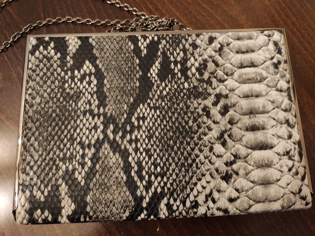 Clutch print animal serpiente beige-negr