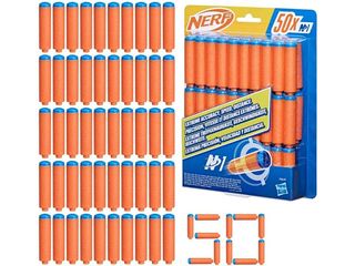 Nerf Recambio 50 Dardos Espuma Naranja Azul 8+