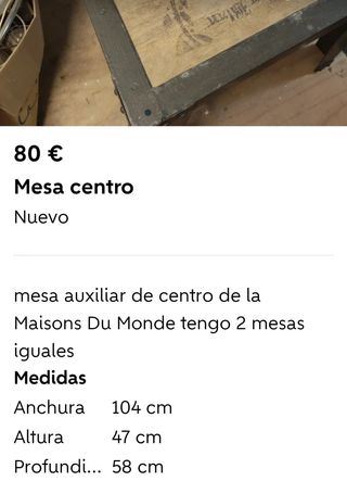 Mesa centro salón Maisons du Monde ,No ENVÍO