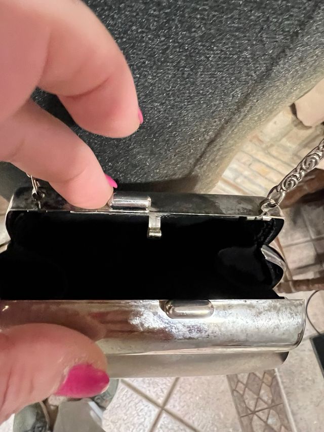 Bolso fiesta metalico plateado