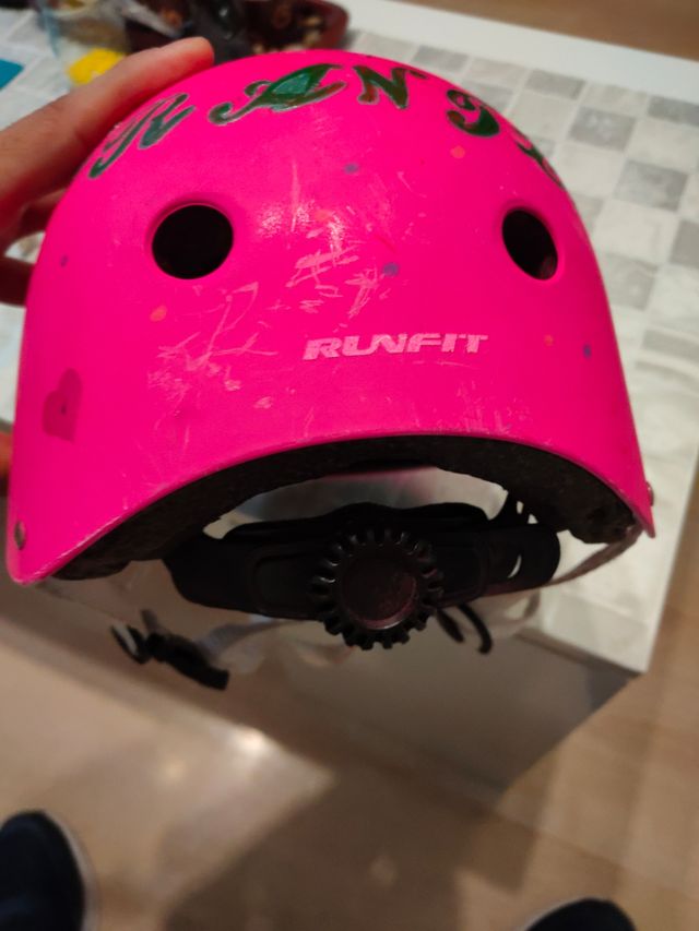 Casco infantil, rosa tuneado