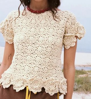 Zara. Top crochet T. Xs/s