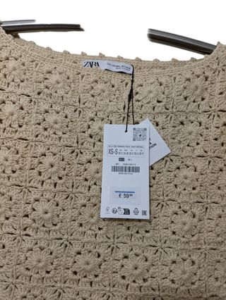 Zara. Top crochet T. Xs/s