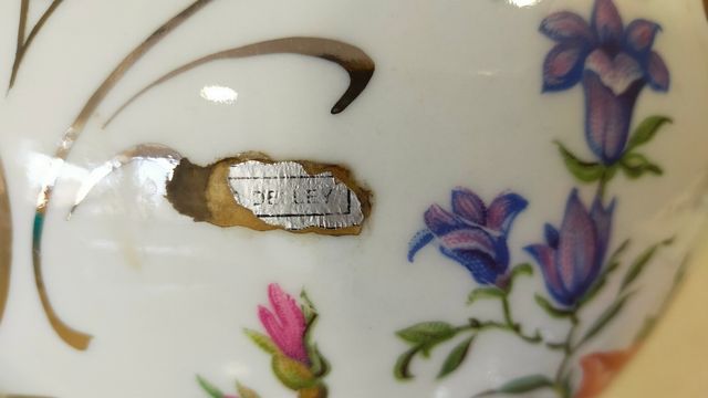 Tibor porcelana flores y plata