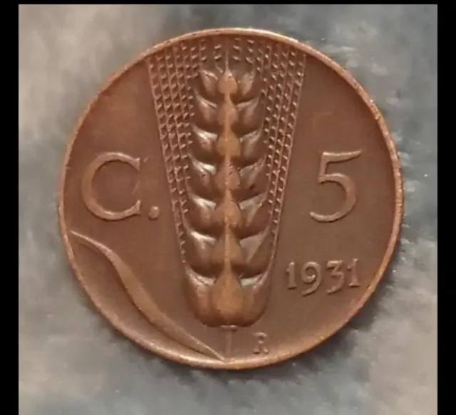 Moneta da 5 centesimi Spiga Italia 1931