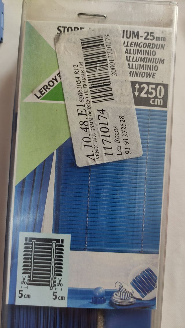 Persianas Veneciana Leroy Mer alum. azul 60x250 cm