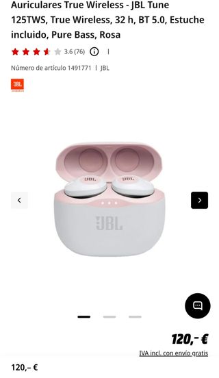 Auriculares JBL Tune 125 TWS - Rosa
