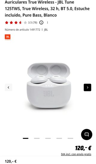 Auriculares JBL Tune 125 TWS - Blanco