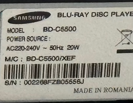SAMSUNG Blue Ray Disk Player BD-C5500/XEF