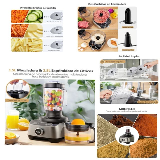 Procesador de alimentos , batidora 1300W