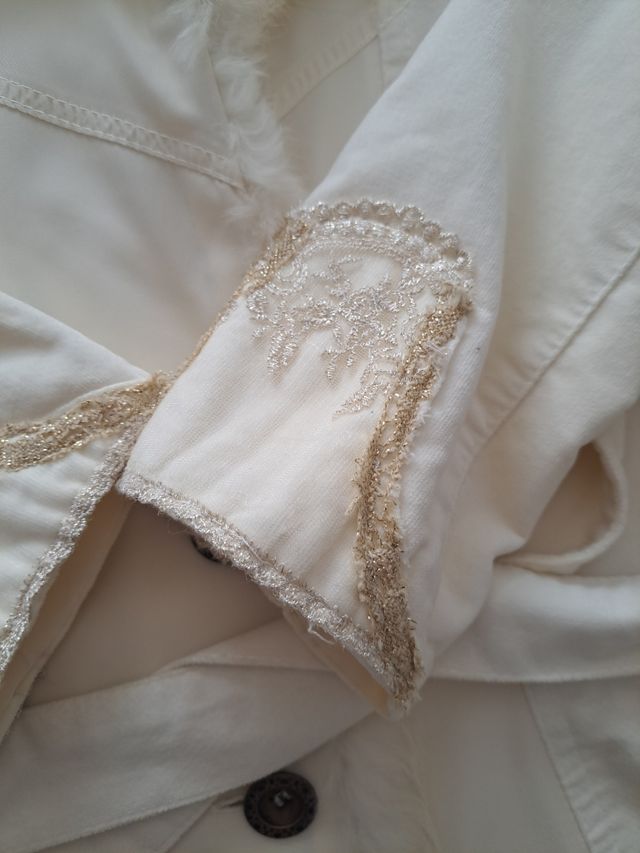 Jaquetita vestir ribeteada con piel de conejo nat.