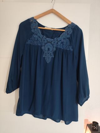 Camisa azul 💙 mango 3/4