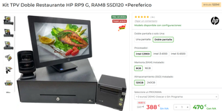 Pack TPV Restaurante HP RP9 G, RAM8 SSD120 