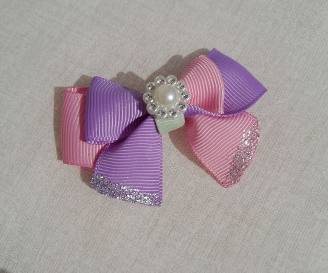 Fiocco lilla e rosa per capelli