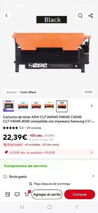 Cartucho tóner negro