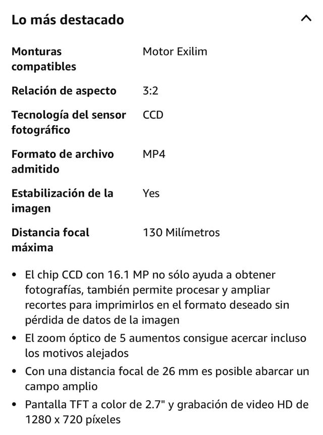 Cámara Casio Compacta