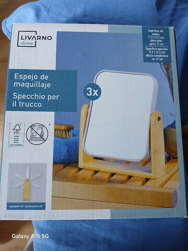 Espejo de maquillaje con 3 aumentos,giratorio 360