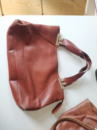  Bolso de mano de cuero antiguo