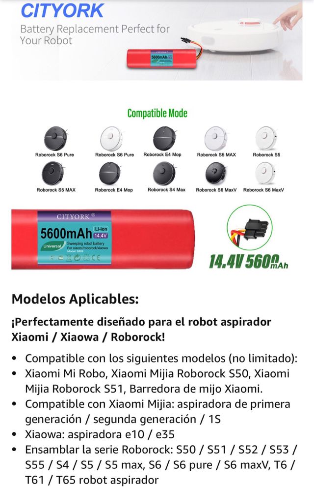 BATERIA RECAMBIO PARA ASPIRADOR XIAOMI ROBOROCK