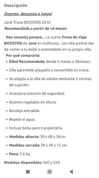 Trona portatil jane booster