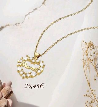 Collar Corazon Mamá Bañado en oro