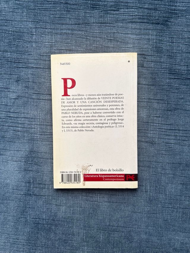 Libro Veinte poemas de amor