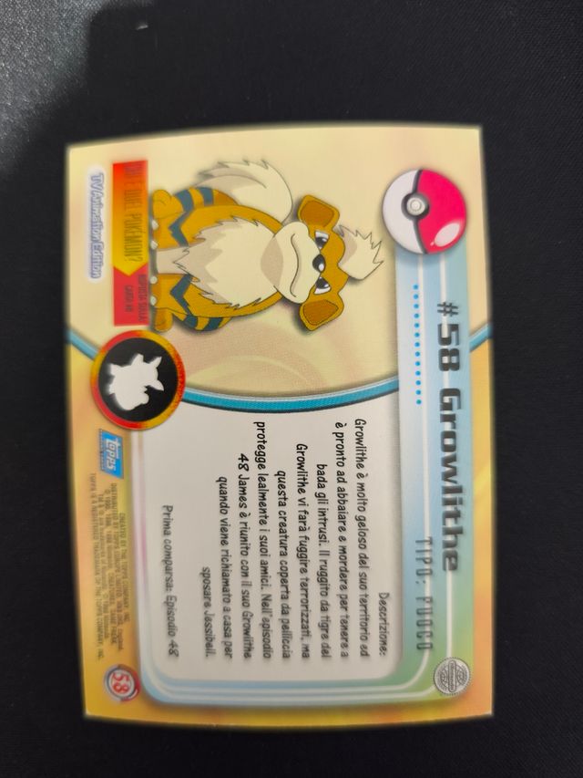 Pokemon Toops trading Cards 58 Growlite