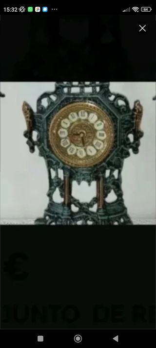 Precioso conjunto reloj y 2 candelabros