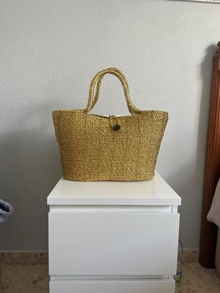 Cesta de mimbre metalizada 