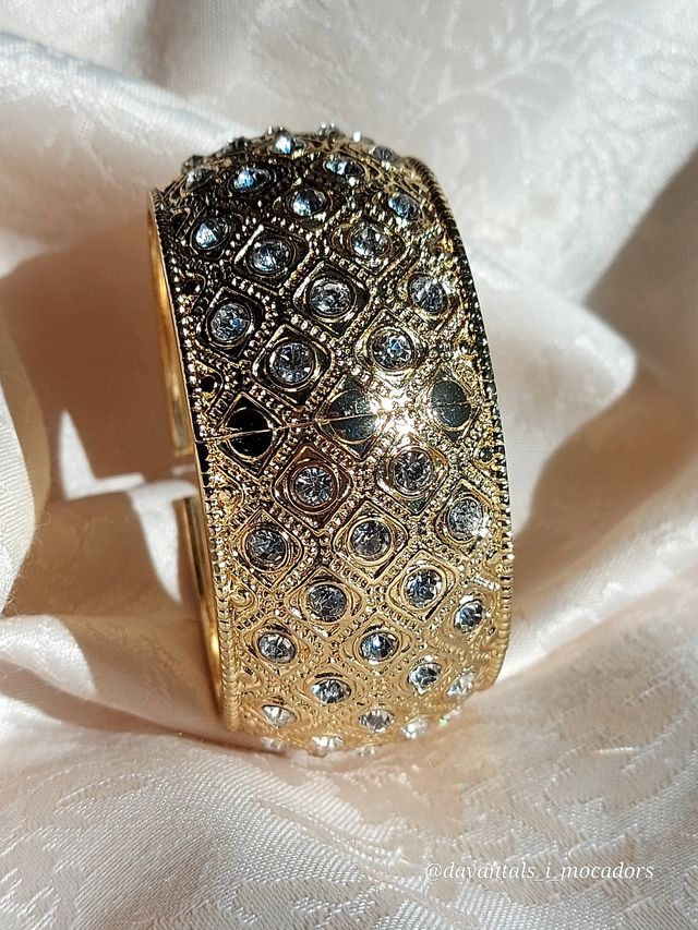 Brazalete oro y cristal