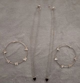 Collane cuore e orecchini farfalle