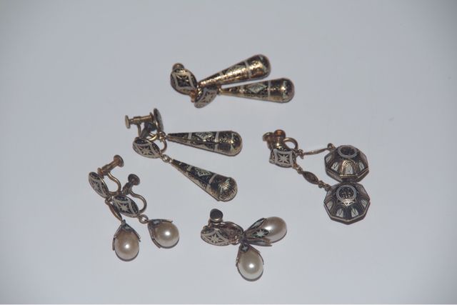 Toledo damascene pendientes de clip